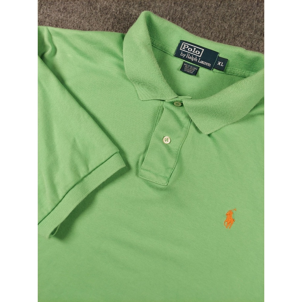 Polo Ralph Lauren Polo Shirt Mens XL Mint Green Classic Fit Cotton Orange Pony